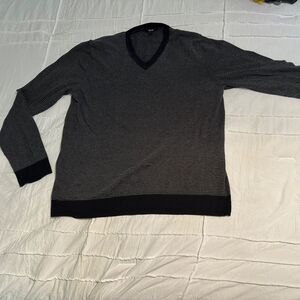 Alfani Men’s Large Charcoal and Black V-neck Pima Cotton Sweater